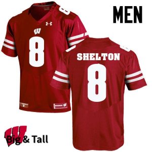 Men's Wisconsin Badgers NCAA #8 Sojourn Shelton Red Authentic Under Armour Big & Tall Stitched College Football Jersey XF31Q67EH